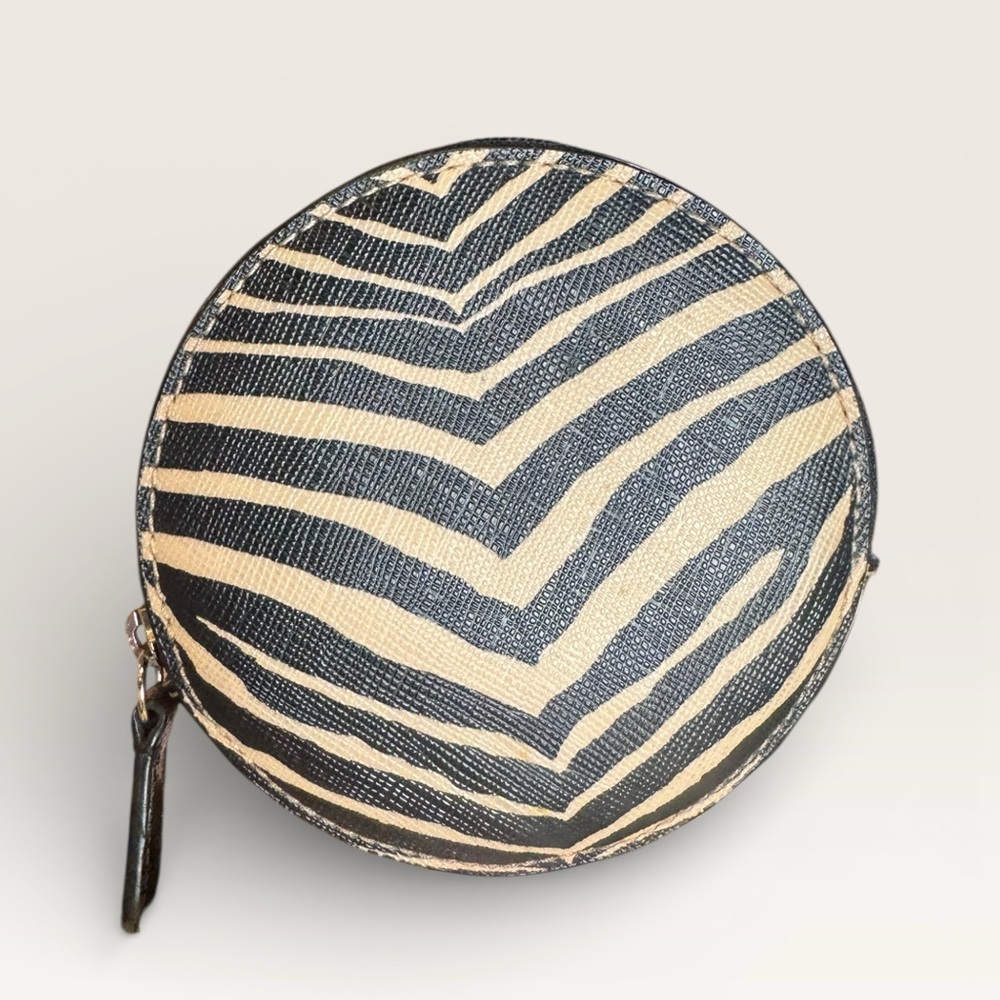 Coach Black and Tan Zebra Print Coin Purse - Picture 2 of 10